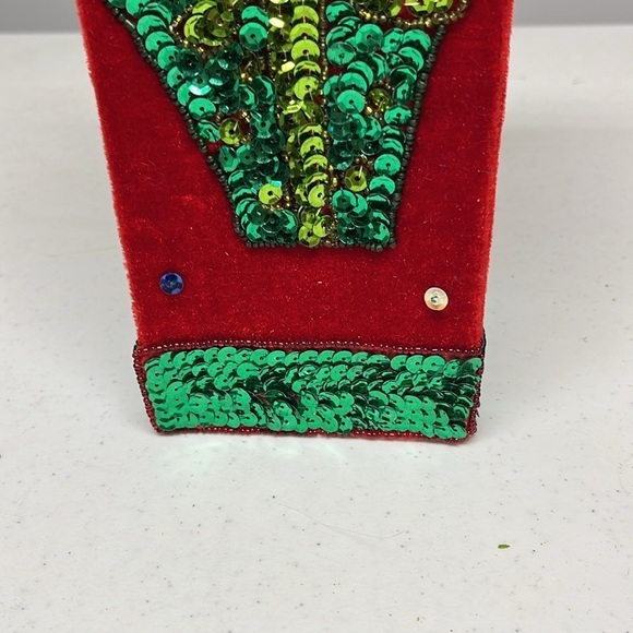 Holiday Square Sequin Wine Gift Box Vintage - Picture 4 of 10